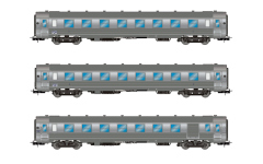 Jouef HJ4175 - H0 - 3-tlg. Set Reisezugwagen DEV Inox, SNCF, Ep. III - Set 2